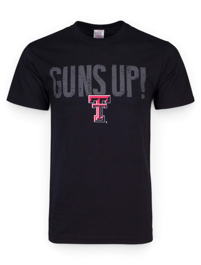 Texas Tech Red Raiders Guns Up Horns Down Black T-Shirt – Front view