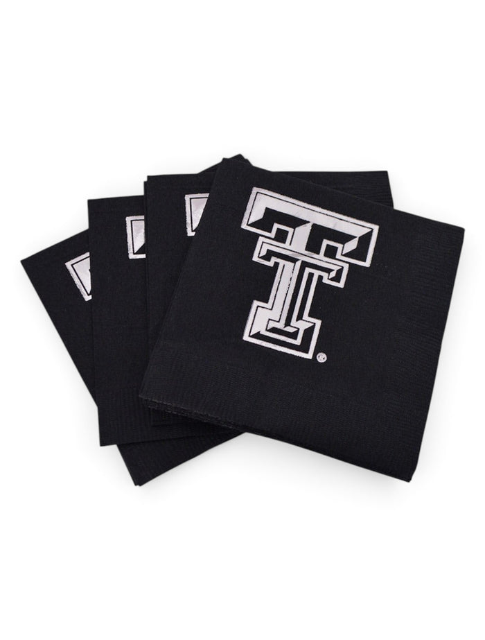 Texas Tech Red Raiders Metallic Silver Double T 3-Ply Napkins – Front view