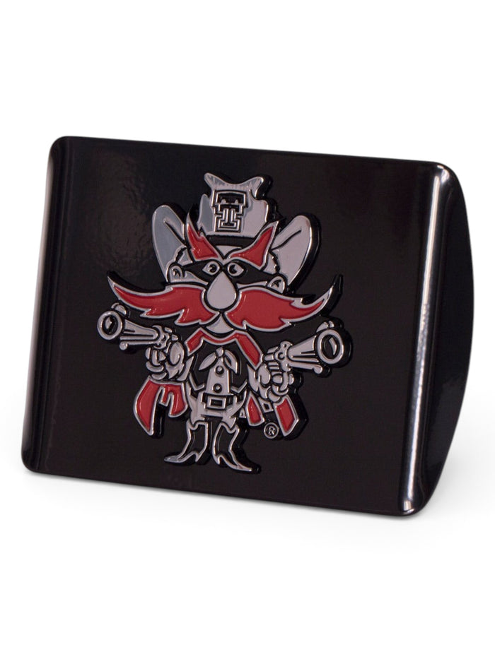 Texas Tech Red Raiders Raider Red Black Hitch Cover – Front view