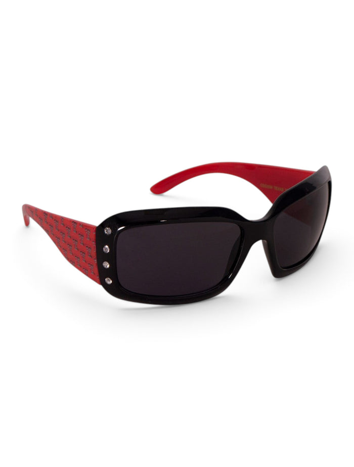 Texas Tech Red Raiders Rhinestone Double T Wrap Around Sunglasses – Front view
