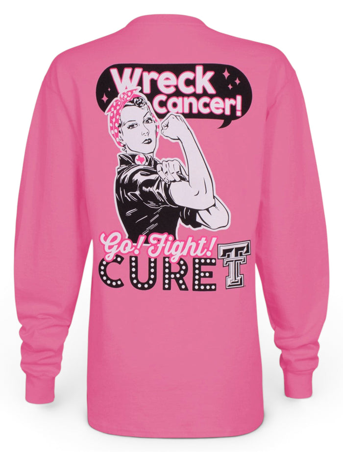 Texas Tech Rosie Wreck 'Em Pink Long Sleeve - Breast Cancer Awareness – Front view