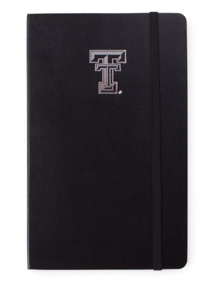 Texas Tech Silver Double T Black Moleskine Ruled Notebook – Front view