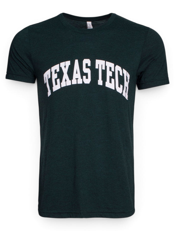 Texas Tech White Arch on Heather-Emerald T-Shirt – Front view