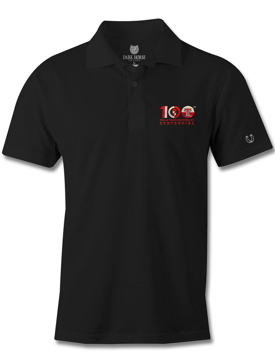 Black polo shirt cheap with white horse