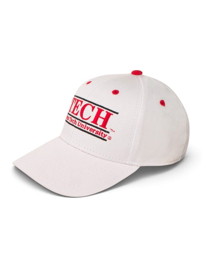 The Game Tech Bar on White Snapback Cap – Front view
