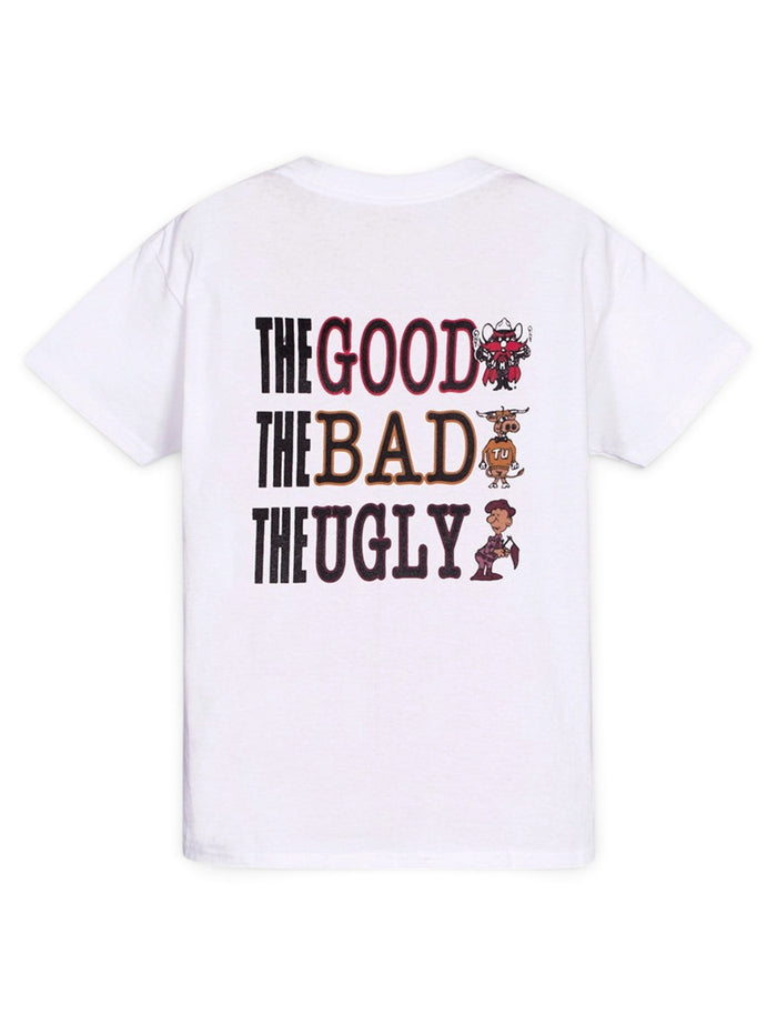 The Good The Bad The Ugly YOUTH White T-Shirt - Texas Tech – Front view