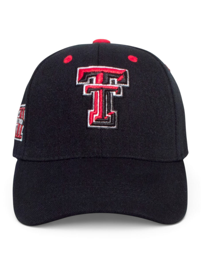 Top of the World Texas Tech Double T YOUTH Cap – Black front view