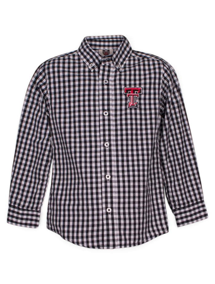 Wes & Willy Texas Tech Gingham KID'S Dress Shirt – Front view