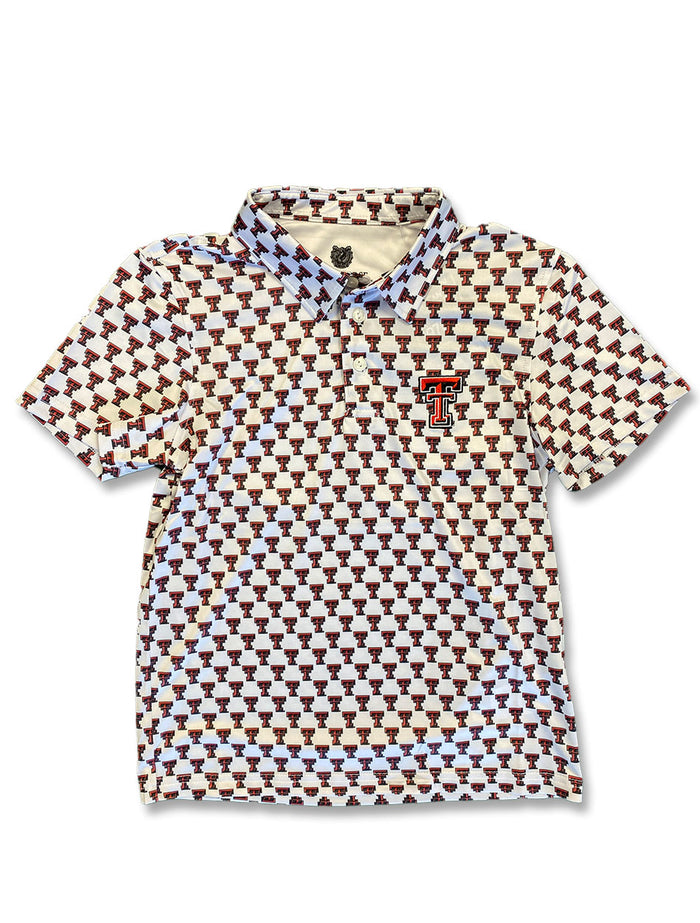 YOUTH Texas Tech Dark Horse "Double T" White Polo