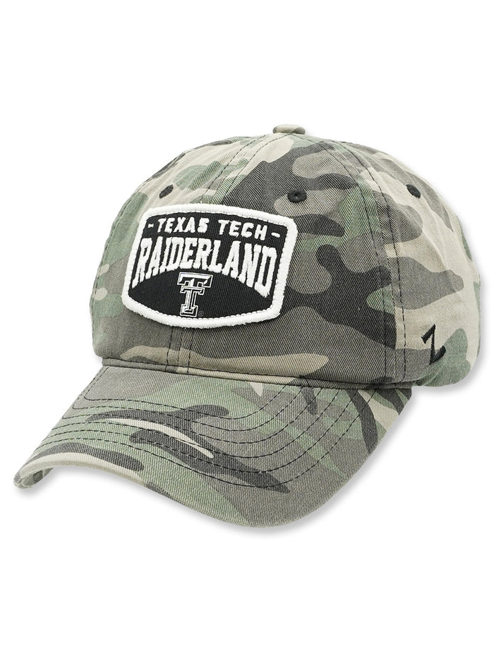 Zephyr Texas Tech "Fort Rucker" Raiderland Patch on Camo Adj. Cap