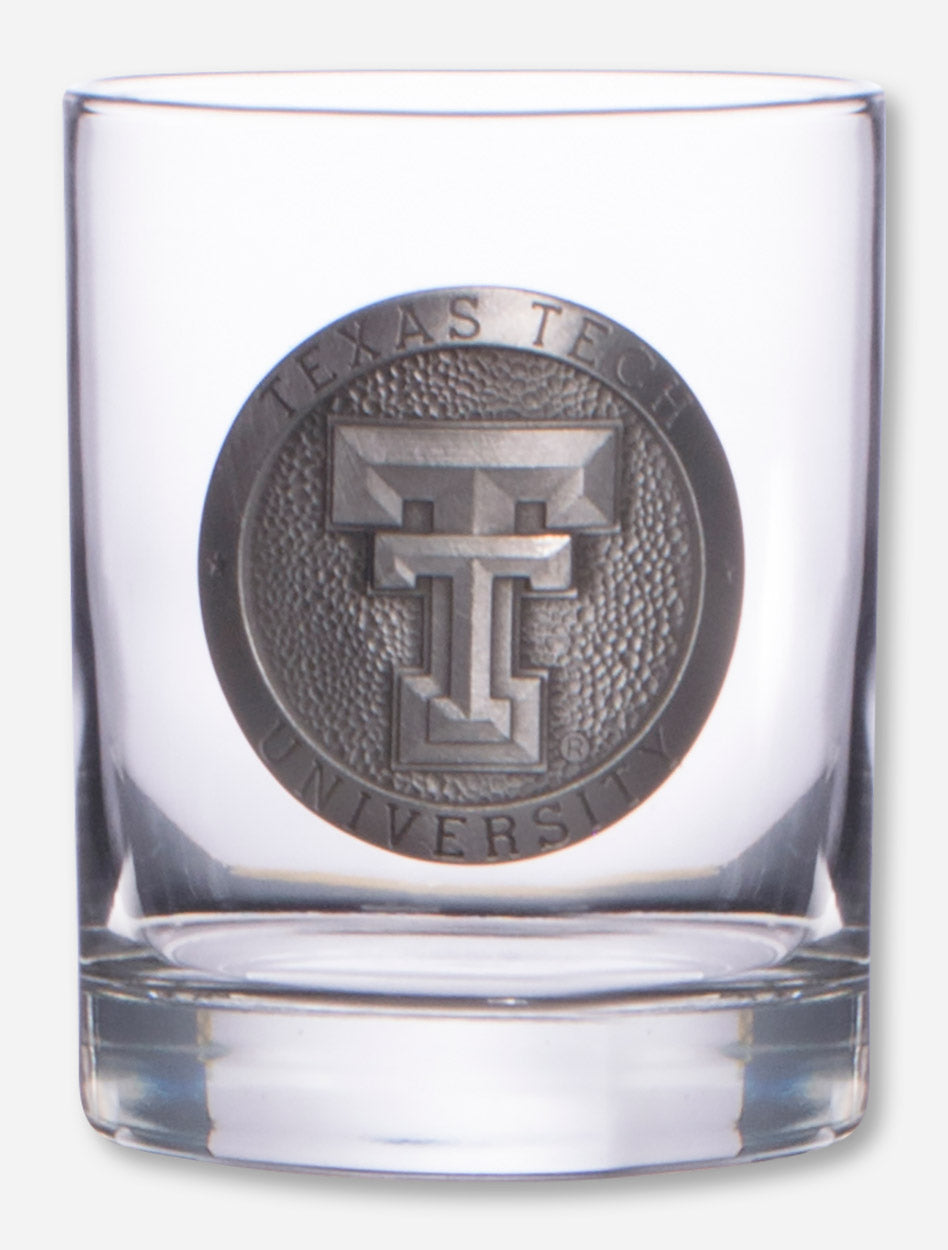 Texas Tech Heritage Pewter Double T Emblem on Cocktail Glass