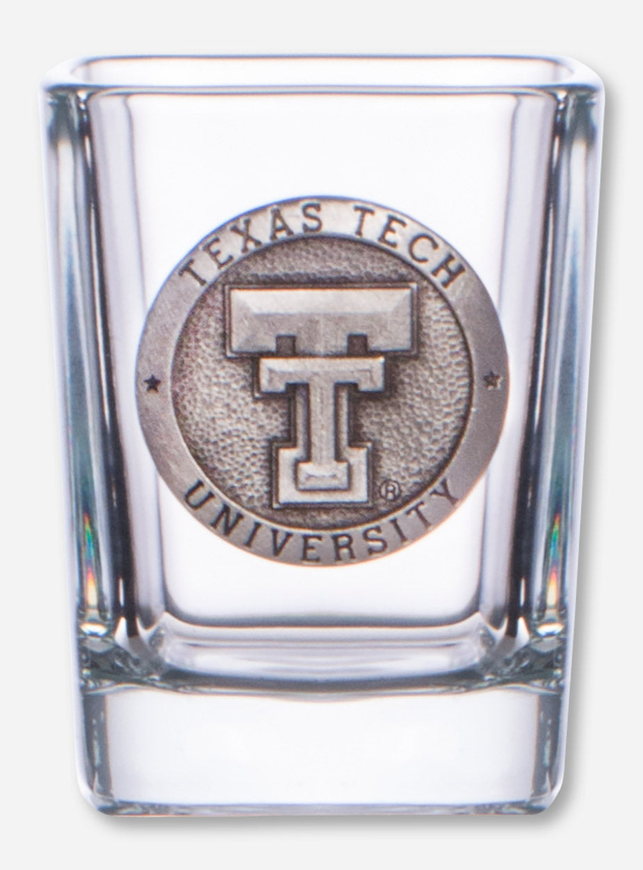 Heritage Pewter Texas Tech Double T Emblem on Square Shot Glass
