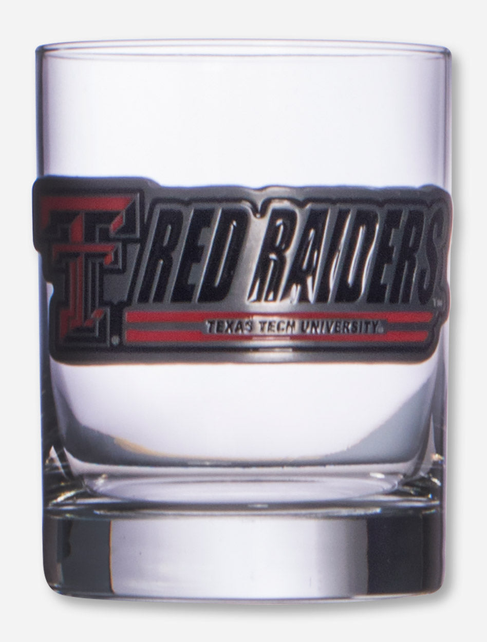 Texas Tech Metallic Double T Red Raiders Emblem on Cocktail Glass