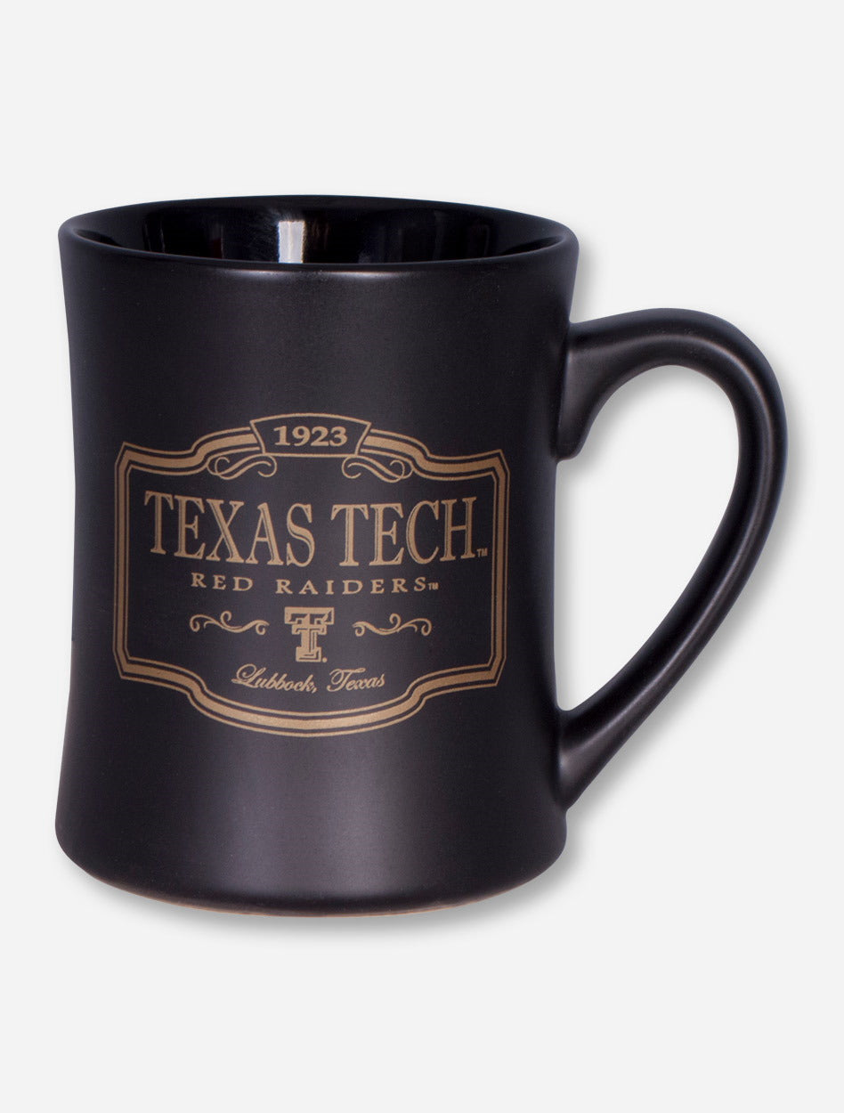 Gold Texas Tech Plaque on Black Satin Coffee Mug