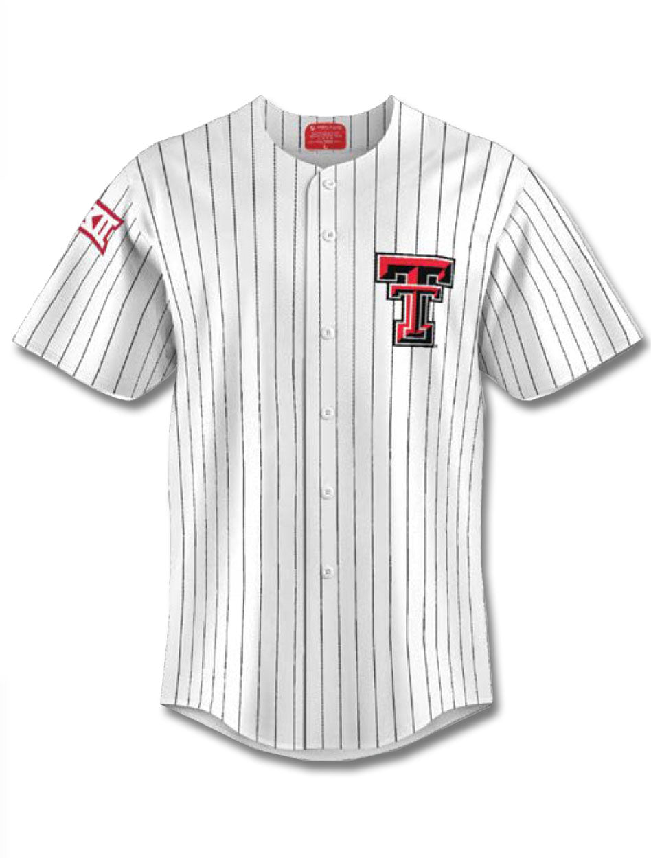 CUSTOM Texas Tech Red Raiders Pinstripe Baseball White Replica Jersey