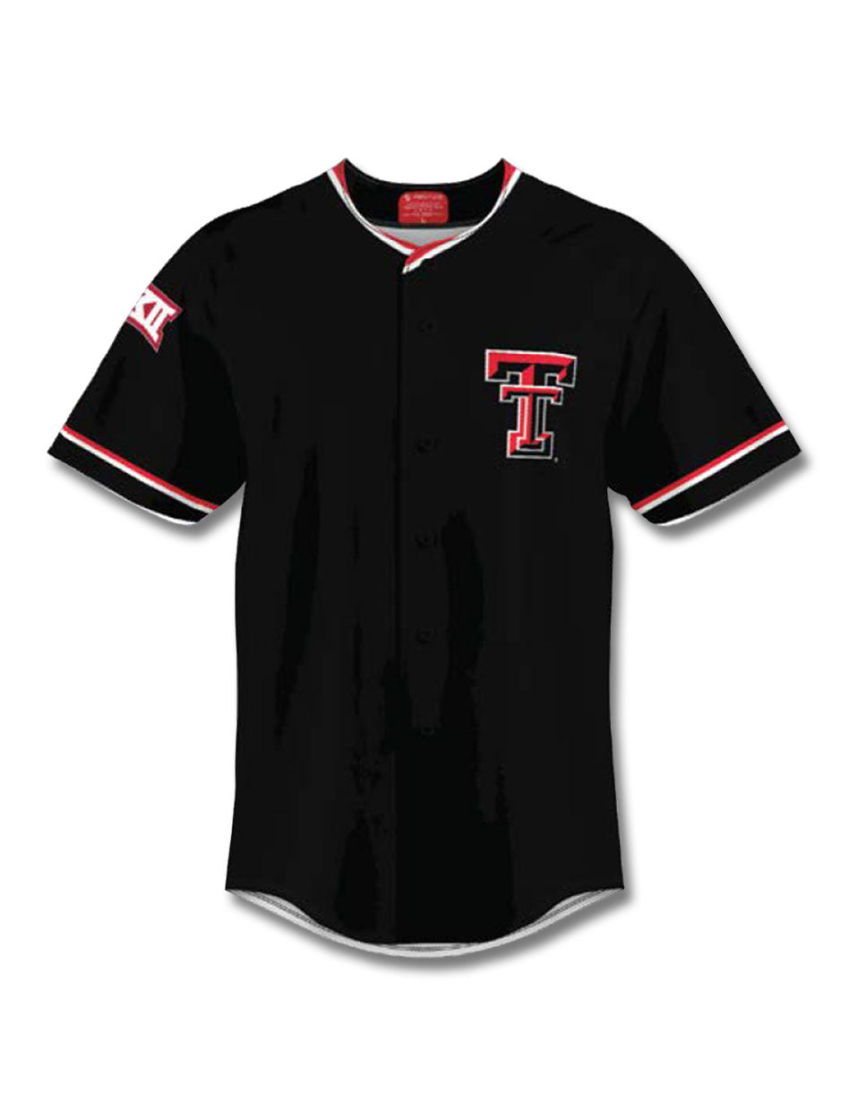 CUSTOM Texas Tech Red Raiders YOUTH Double T Replica Baseball Black Jersey