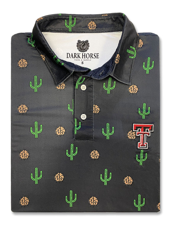 Texas Tech Dark Horse "Cactus & Tumbleweeds" Black Men's Polo
