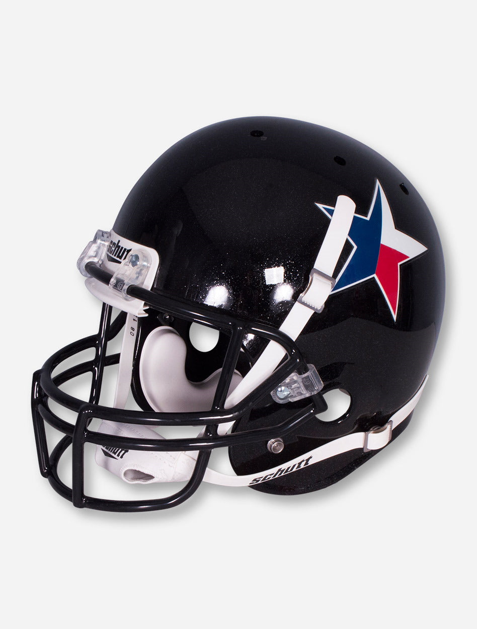 black football helmet maroon star Schutt Texas Star on Black Replica Helmet