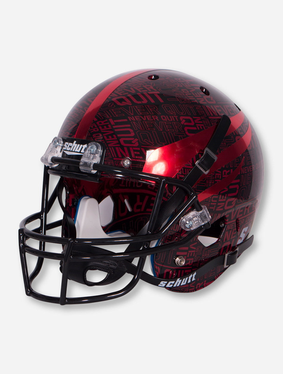 black red football helmet Schutt Texas Tech Lone Survivor/ Never Quit Red and Black Replica Helmet