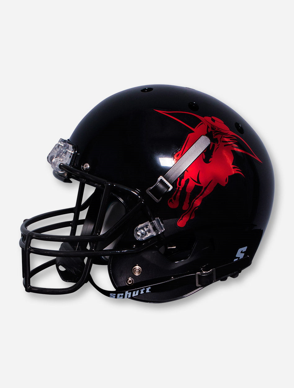 black and red football helmet Schutt Texas Tech Metallic Masked Rider Black Replica Helmet