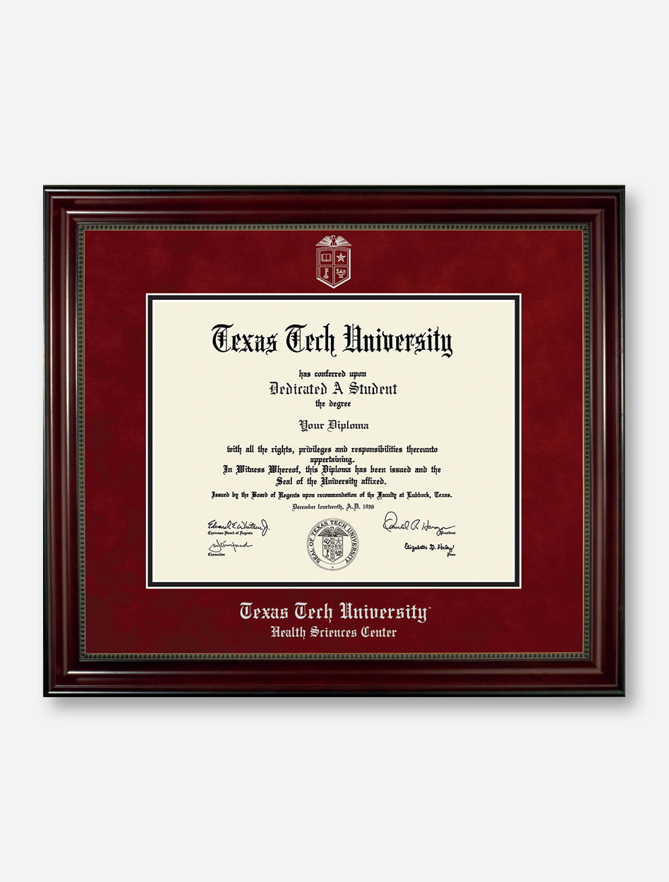 HSC PhD Silver Embossed Cherry Bead Red Suede Diploma Frame T13
