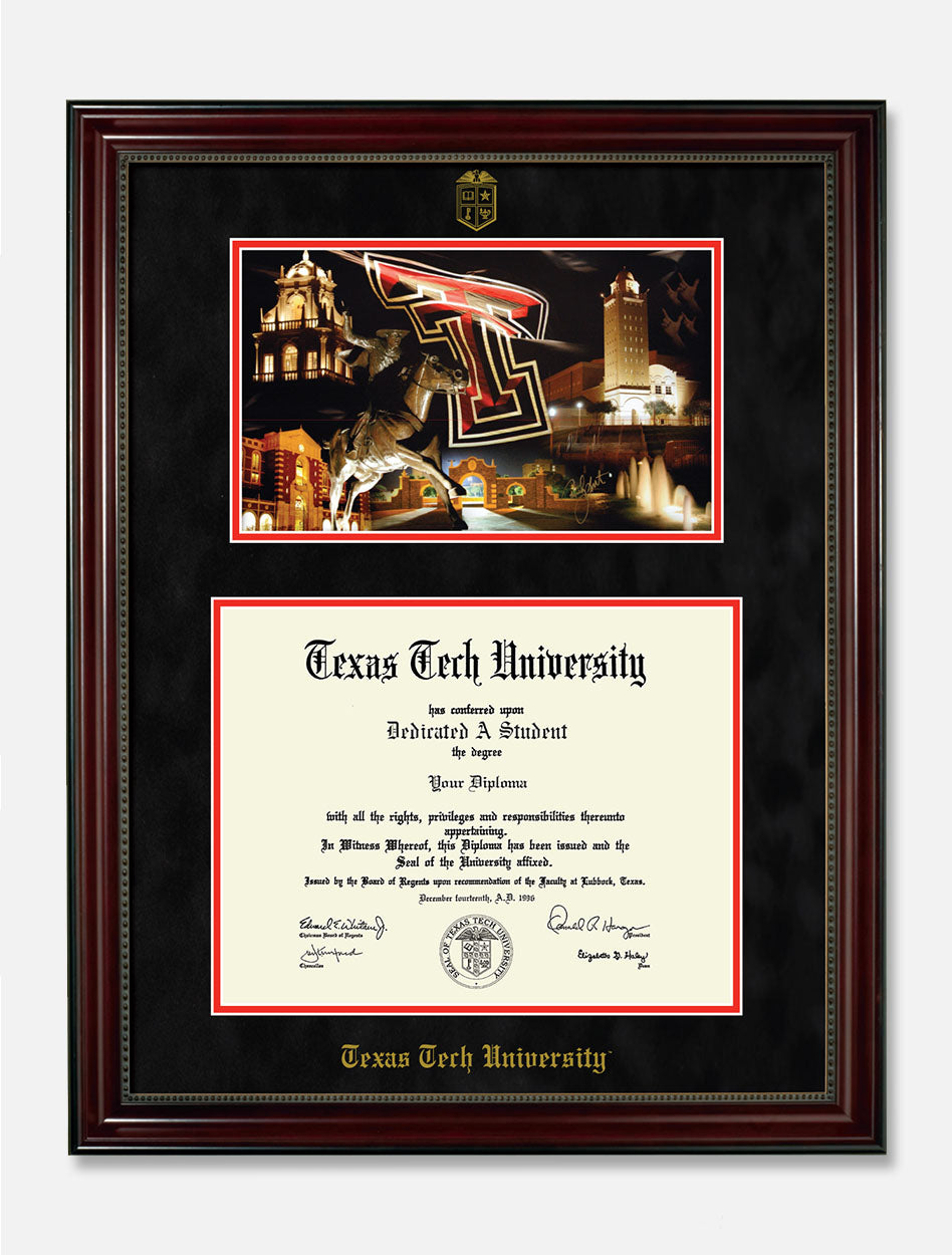 Campus Images Cornice Per Diploma Texas Tech Red Raiders: Legno Premium Con Vetro, 14x11 Pollici
