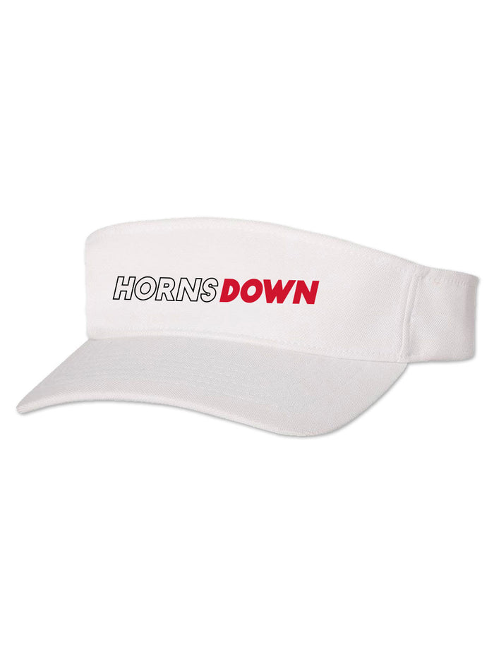 Premium "Horns Down" Font White Adjustable Visor