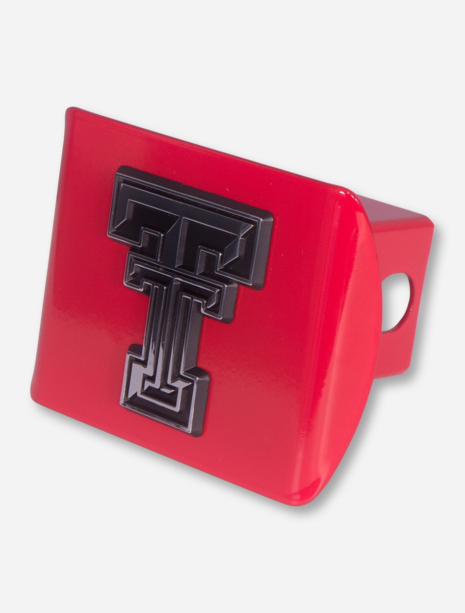 Texas Tech Chrome Double T on Red Hitch Cover