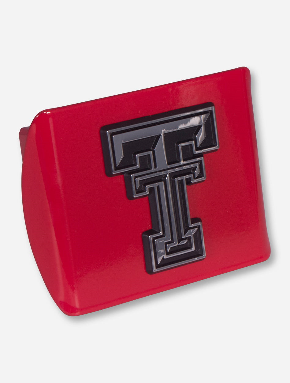 Texas Tech Chrome Double T on Red Hitch Cover