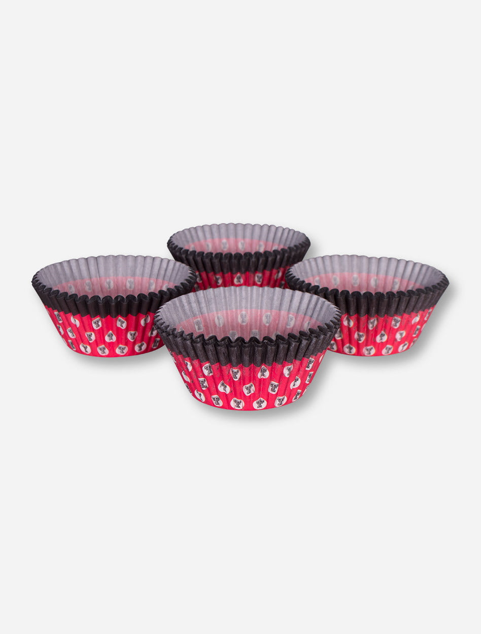 100 Double T Pattern Black & Red Baking Cups - Texas Tech