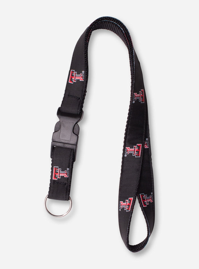 Texas Tech Double T on Black Lanyard
