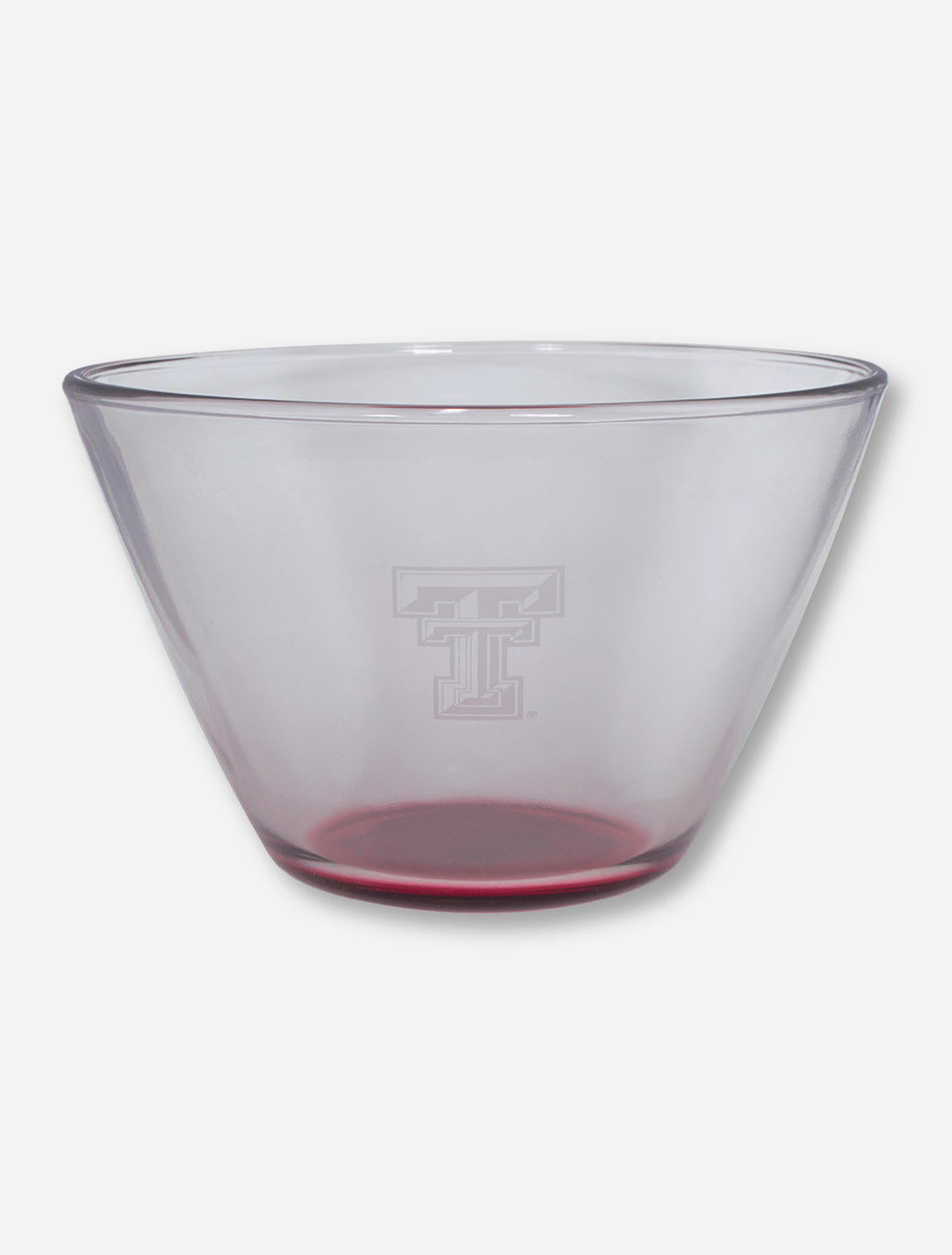 Double T on 1 Quart Clear & Red Glass Serving Bowl