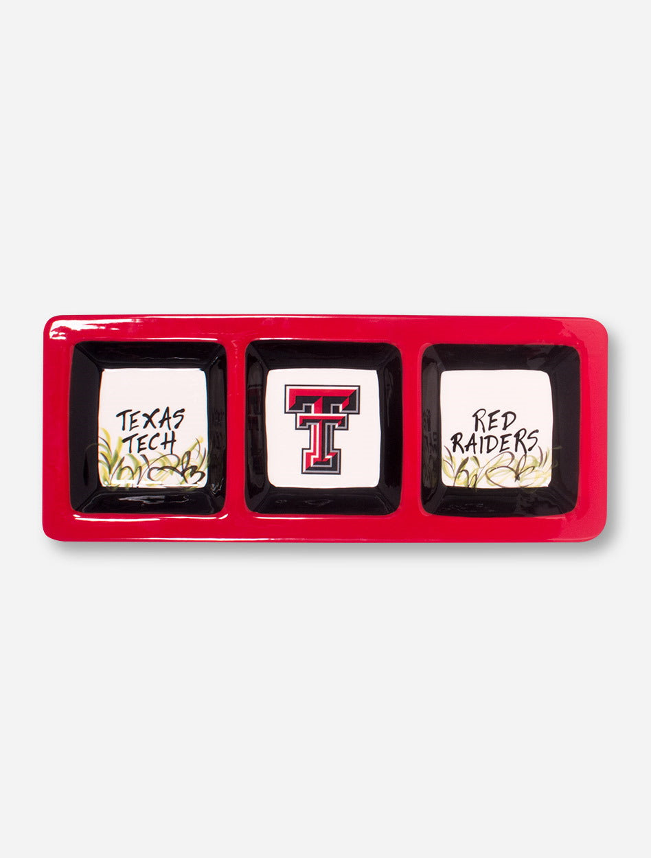 Texas Tech 3 Sectional Ceramic Serving Tray