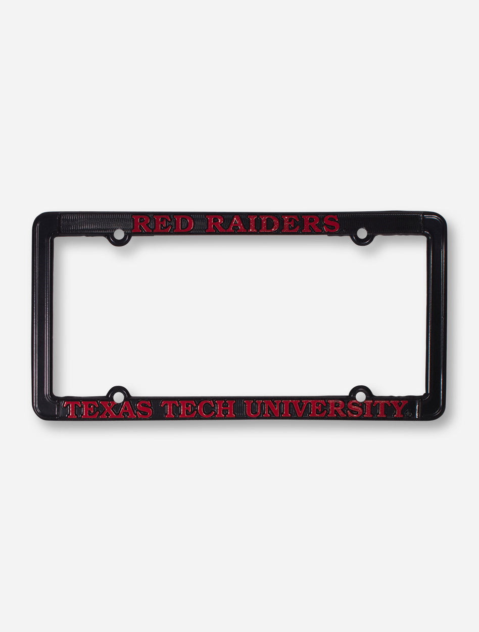 Texas Tech Red Raiders on Polished Black Chrome License Plate Frame
