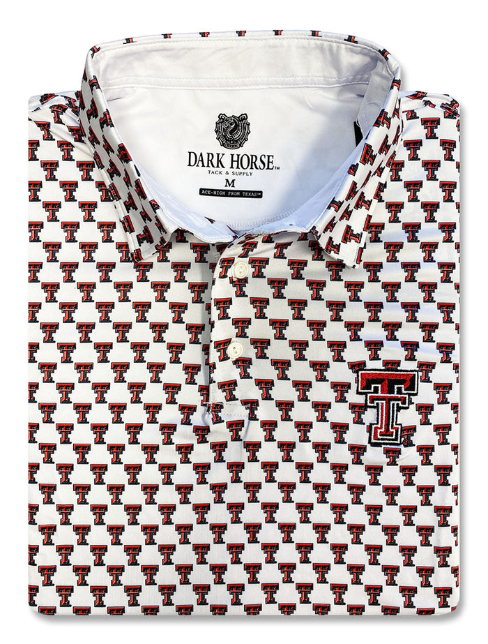 Texas Tech Dark Horse "Double T" Premium White Men's Polo