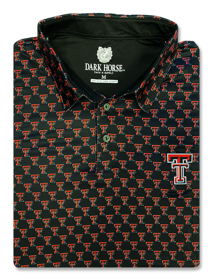 Texas Tech Dark Horse "Double T" Premium Black Men's Polo