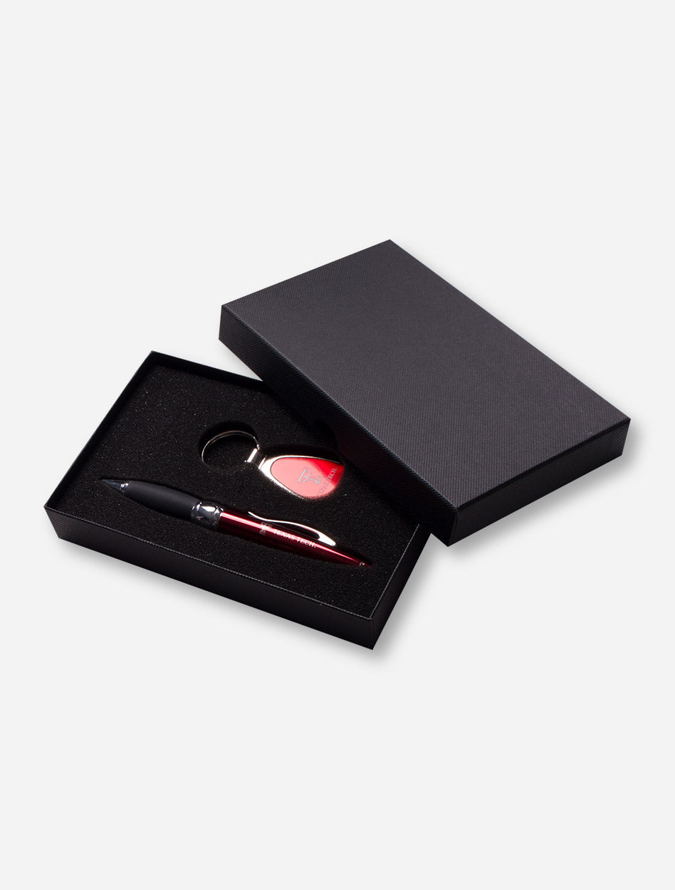 Texas Tech Ballpoint Pen and Teardrop Keychain Gift Set