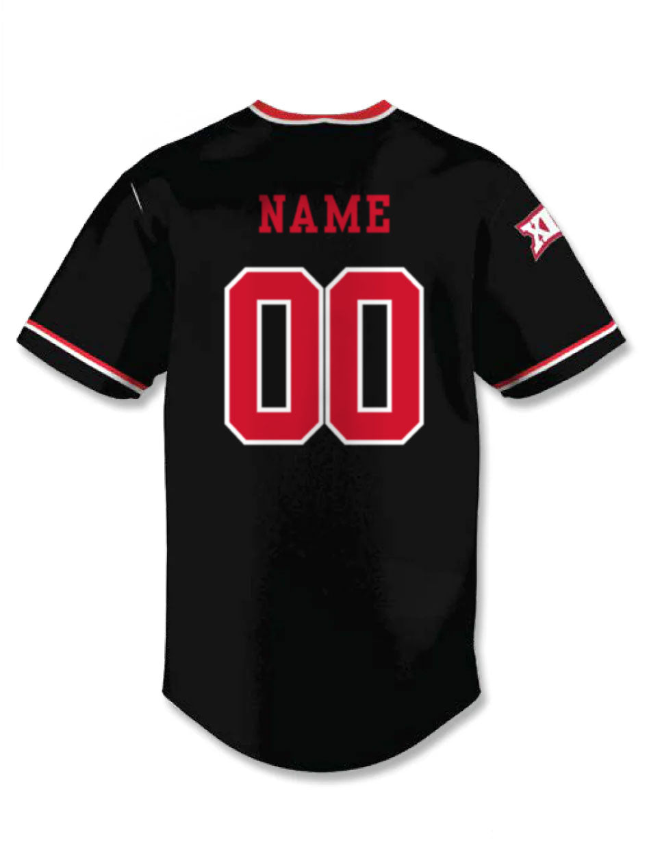 CUSTOM Texas Tech Red Raiders YOUTH Double T Replica Baseball Black Jersey