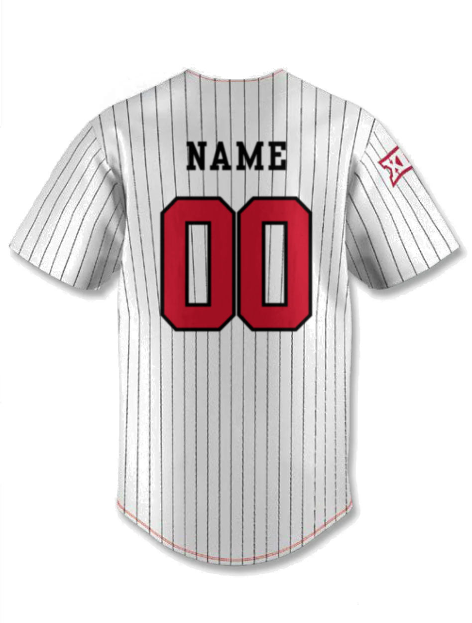 Custom Texas Tech Red Raiders Youth White Pinstripe Baseball Jersey in White, Size: M, Sold by Red Raider Outfitters