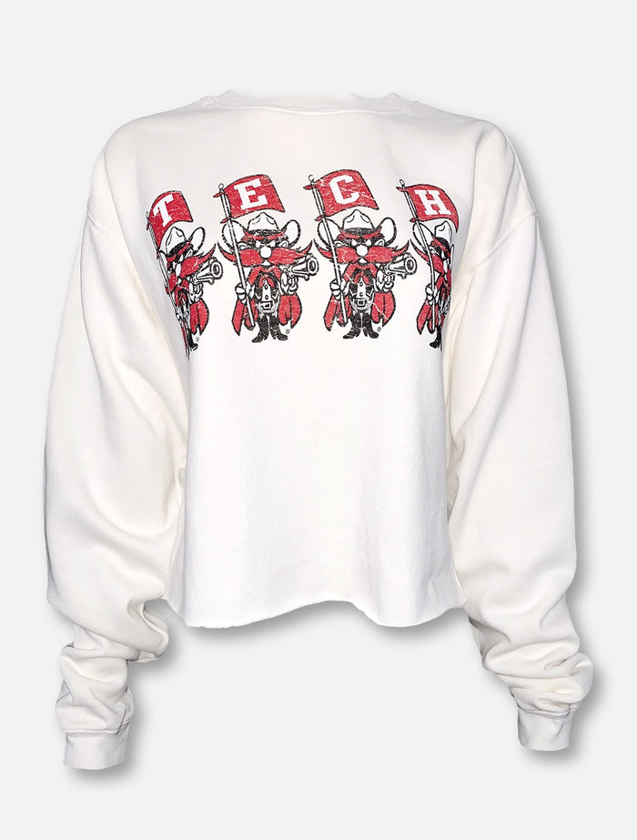 Texas Tech Red Raiders “Flag Squad” White Cropped Sweatshirt