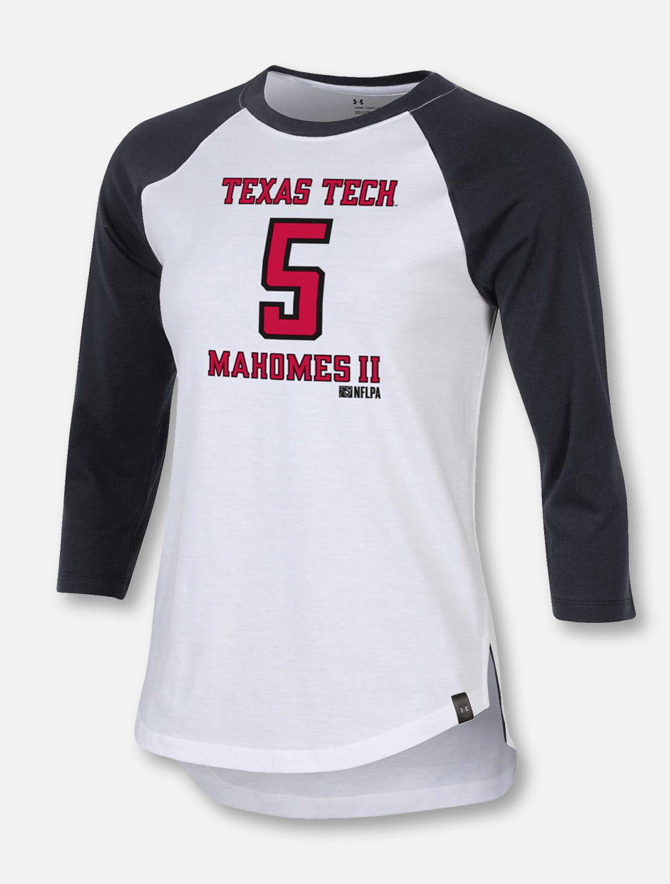 Under Armour Texas Tech Red Raiders Women's Mahomes Raglan T-Shirt in White, Size: S, Sold by Red Raider Outfitters
