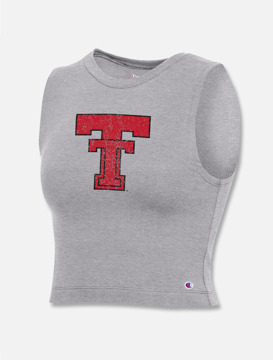 Champion Texas Tech Red Raiders Throwback Adrian Crop Tank Top in Grey, Size: XL, Sold by Red Raider Outfitters