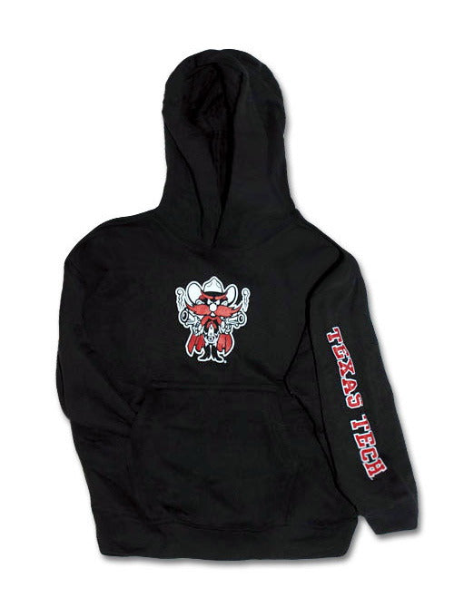 Texas Tech Raider Red & Sleeve Print on YOUTH Black Hoodie