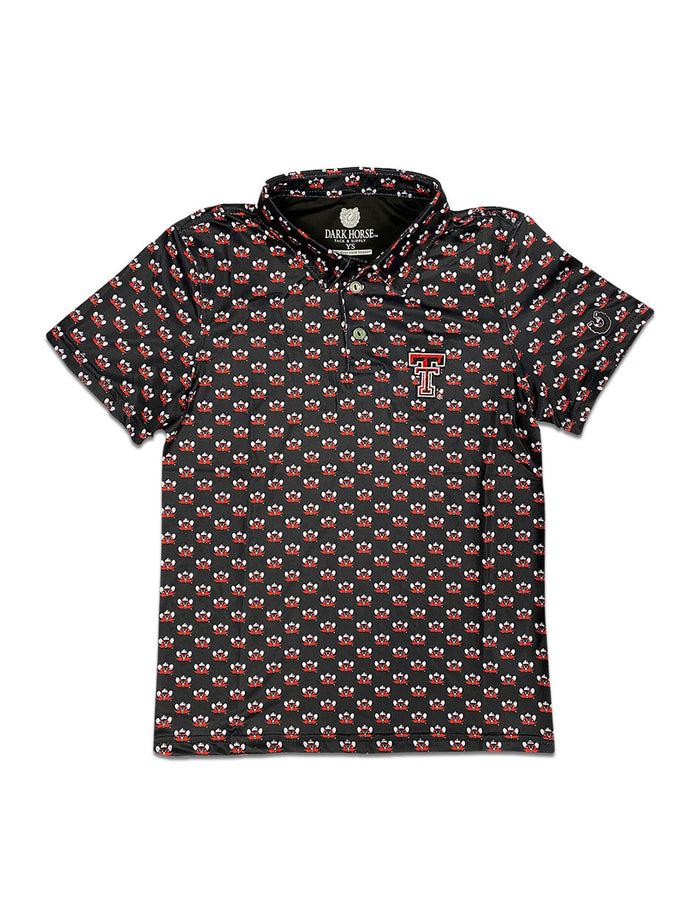 TODDLER Texas Tech Dark Horse "Raider Red Mini" Black Polo