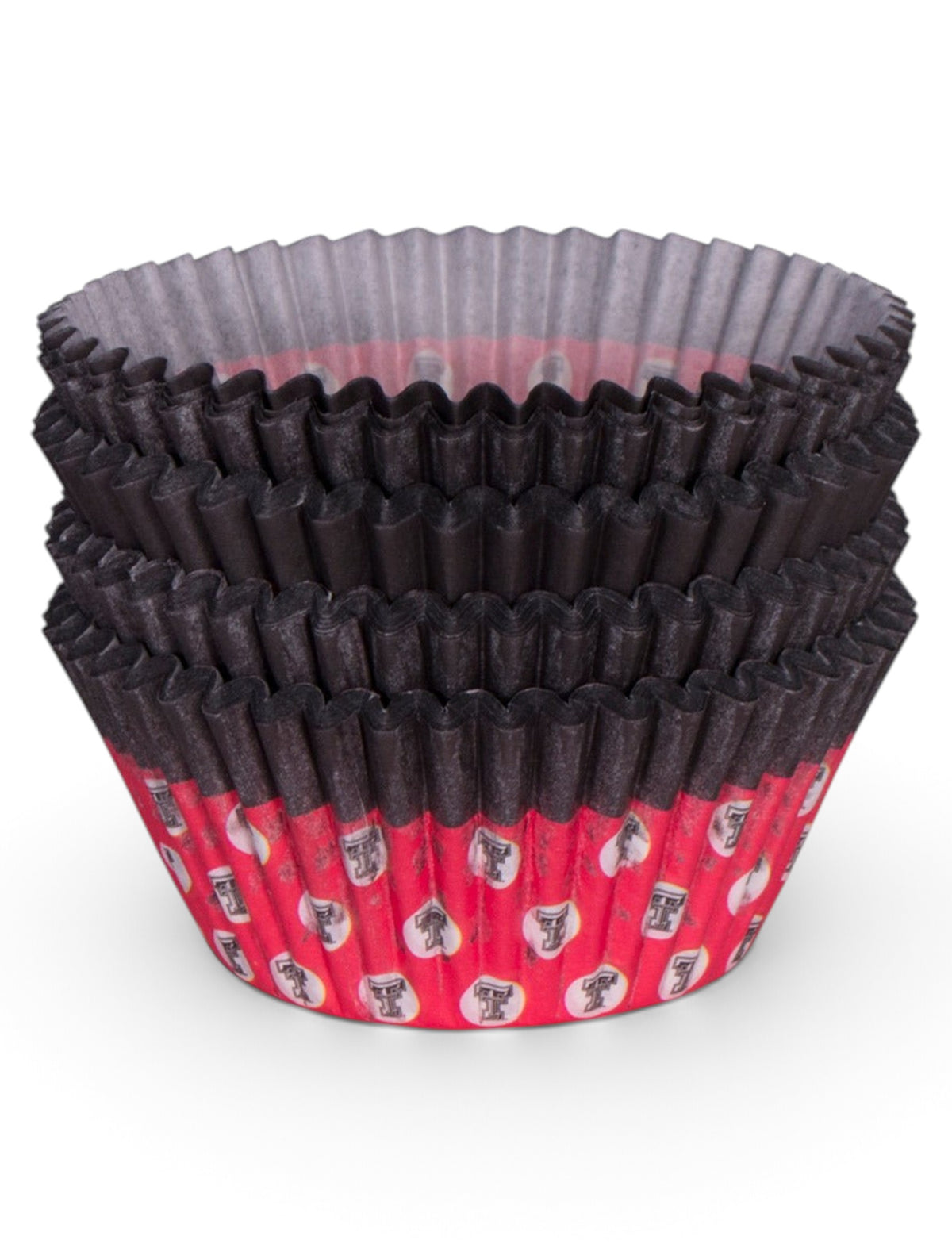 100 Double T Pattern Black & Red Baking Cups - Texas Tech – Back view