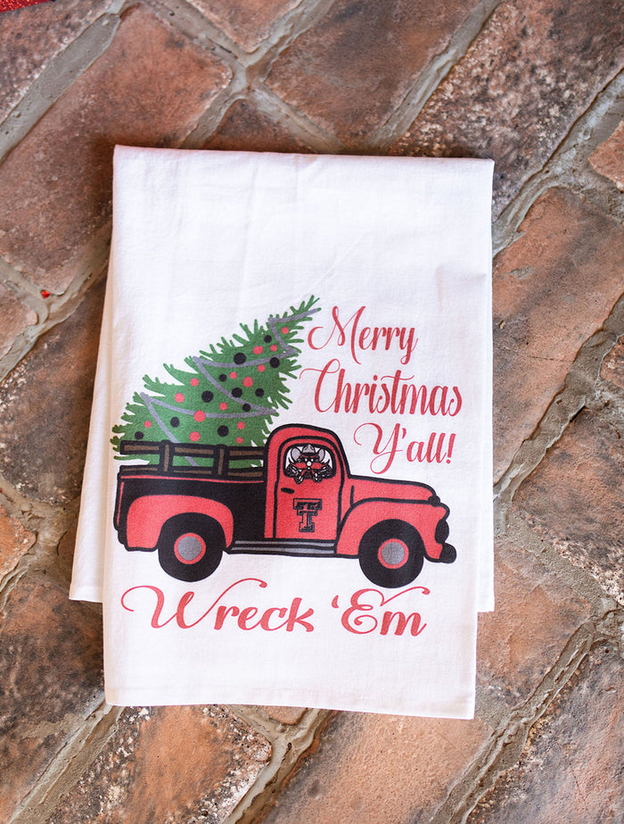 Texas Tech "Merry Christmas Y'all!" Wreck 'Em Tea Towel