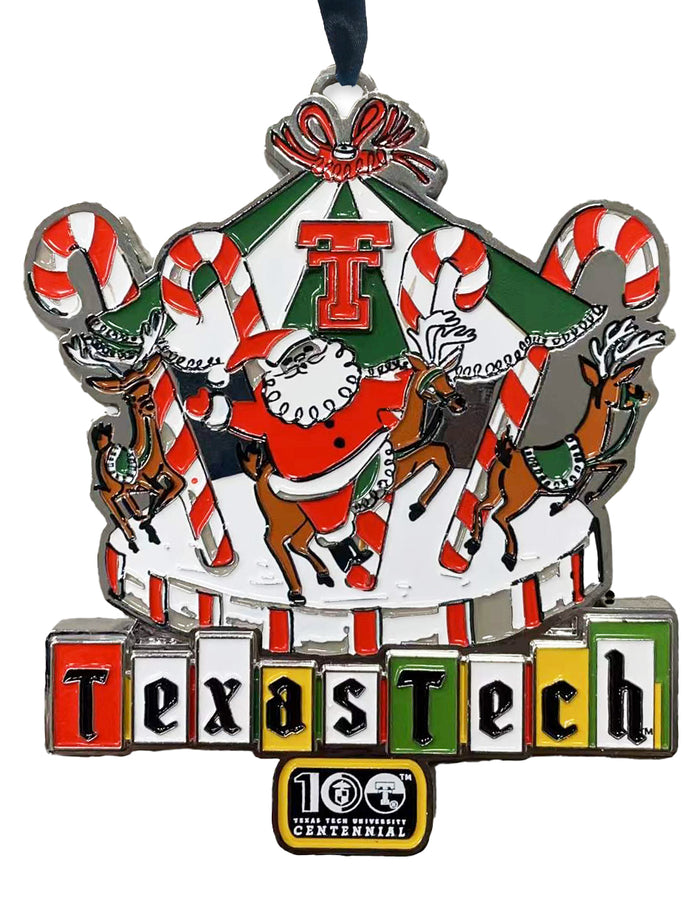 Texas Tech 2023 Centennial Celebration "Santa Go Round" Ornament