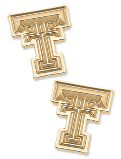 Texas Tech Double T 24K Gold Plated Stud Earrings