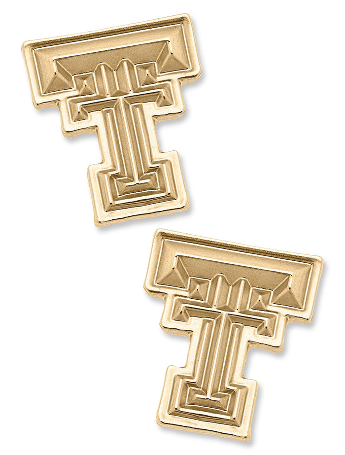 Texas Tech Double T 24K Gold Plated Stud Earrings