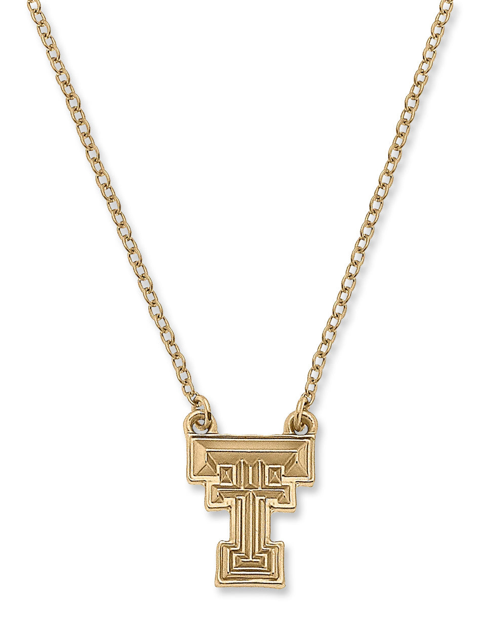 Texas Tech Double T 24K Gold Plated Pendant Necklace